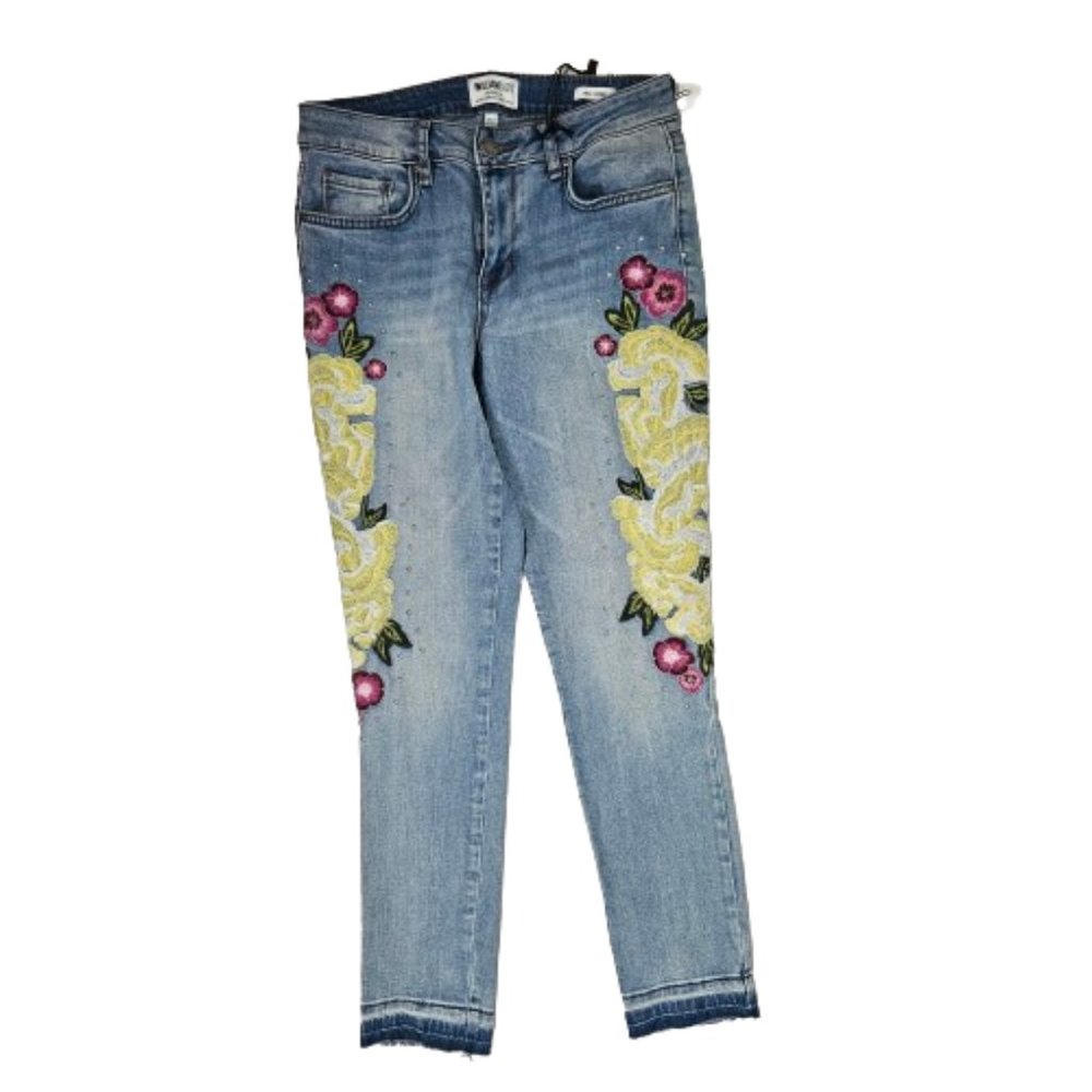 William Rast Ankle Skinny Blue Jeans with Floral Design Women's Junior's Size 27